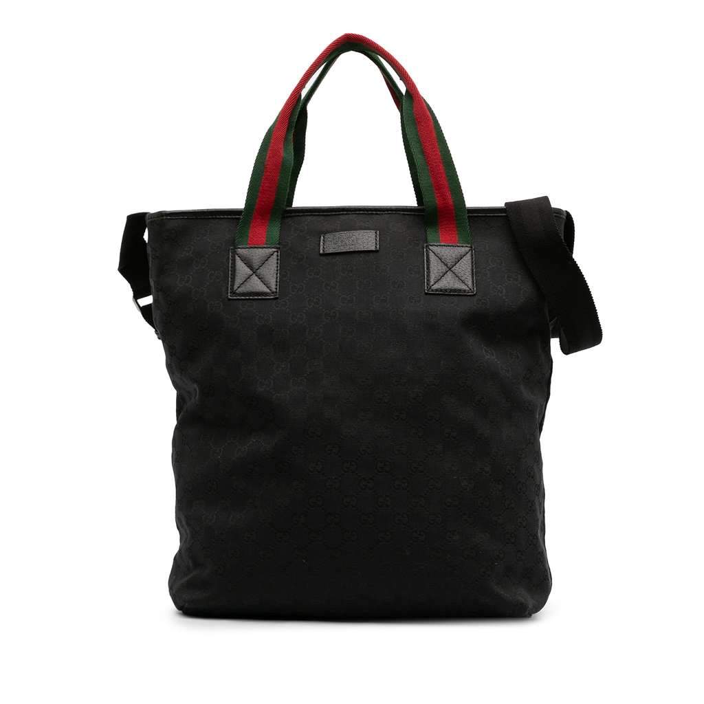 Gucci GG Canvas Web Satchel Black Canvas Very good - Front View