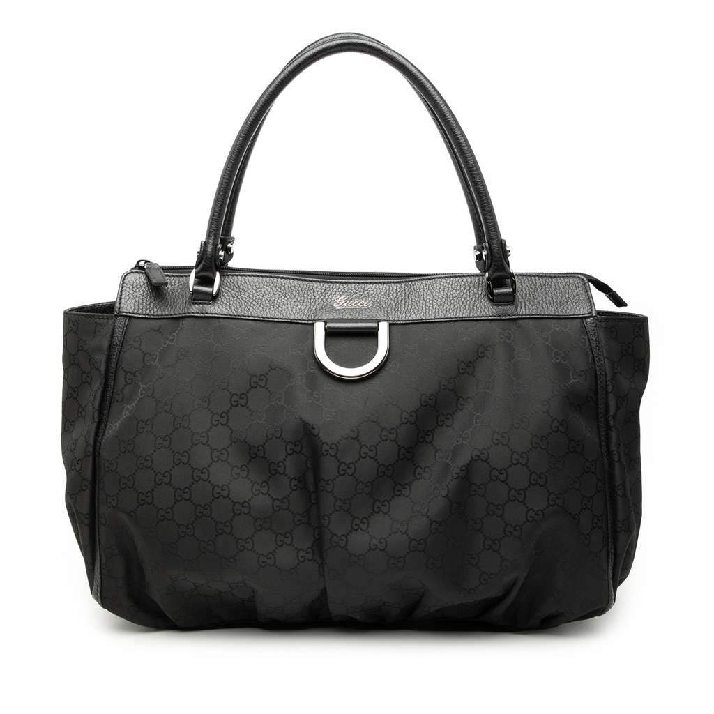 Gucci Large GG Nylon Abbey D Ring Tote Black Very good condition - Front View