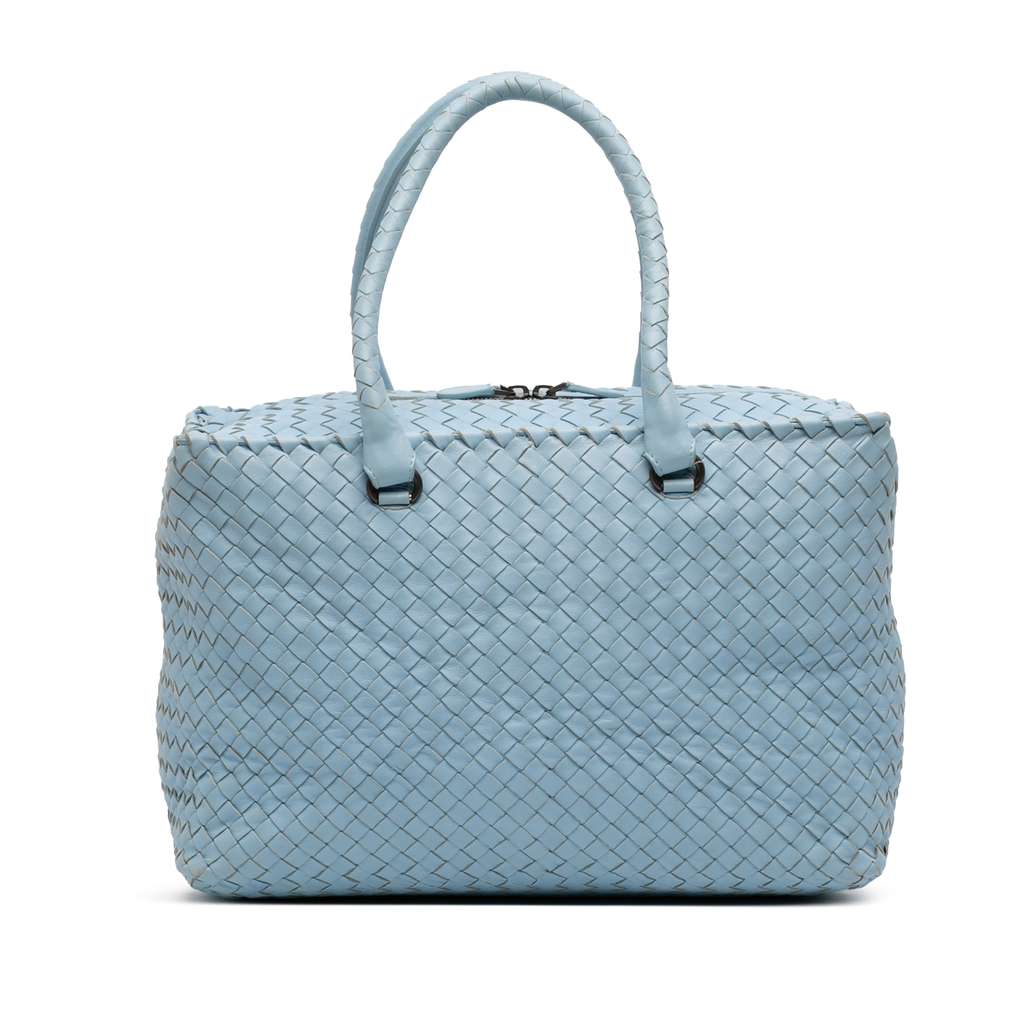 Bottega Veneta Nappa Intrecciato Brick Handbag Blue Leather Good condition - Front View