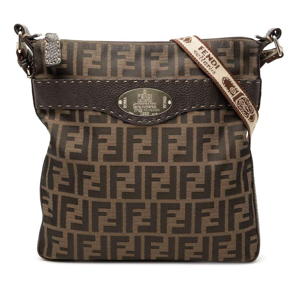 Fendi Zucca Canvas Selleria Crossbody Brown Canvas Very good - Front View