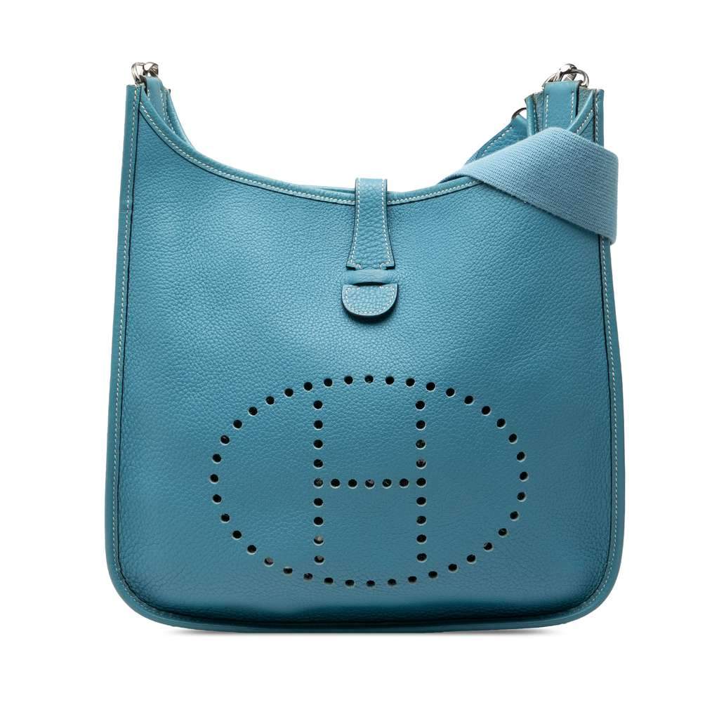 Hermès Clemence Evelyne GM Blue Leather Very good - Front View