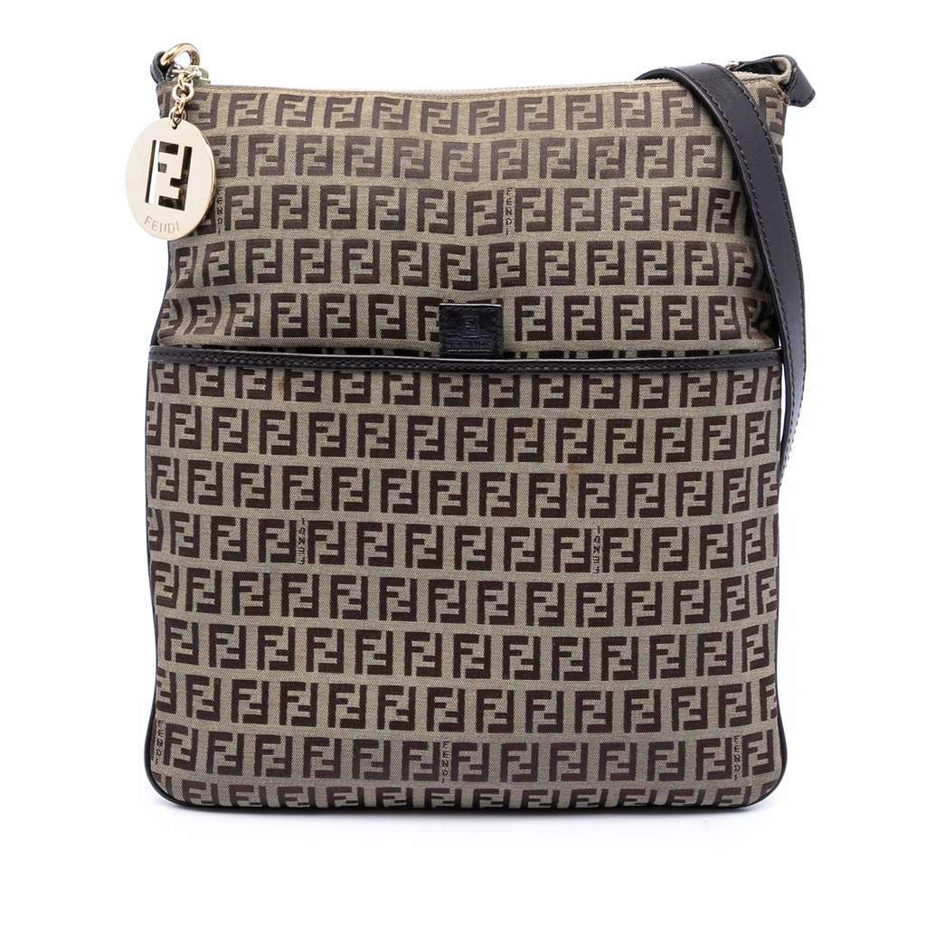 Fendi Zucchino Canvas Crossbody Brown Canvas Very good - Front View