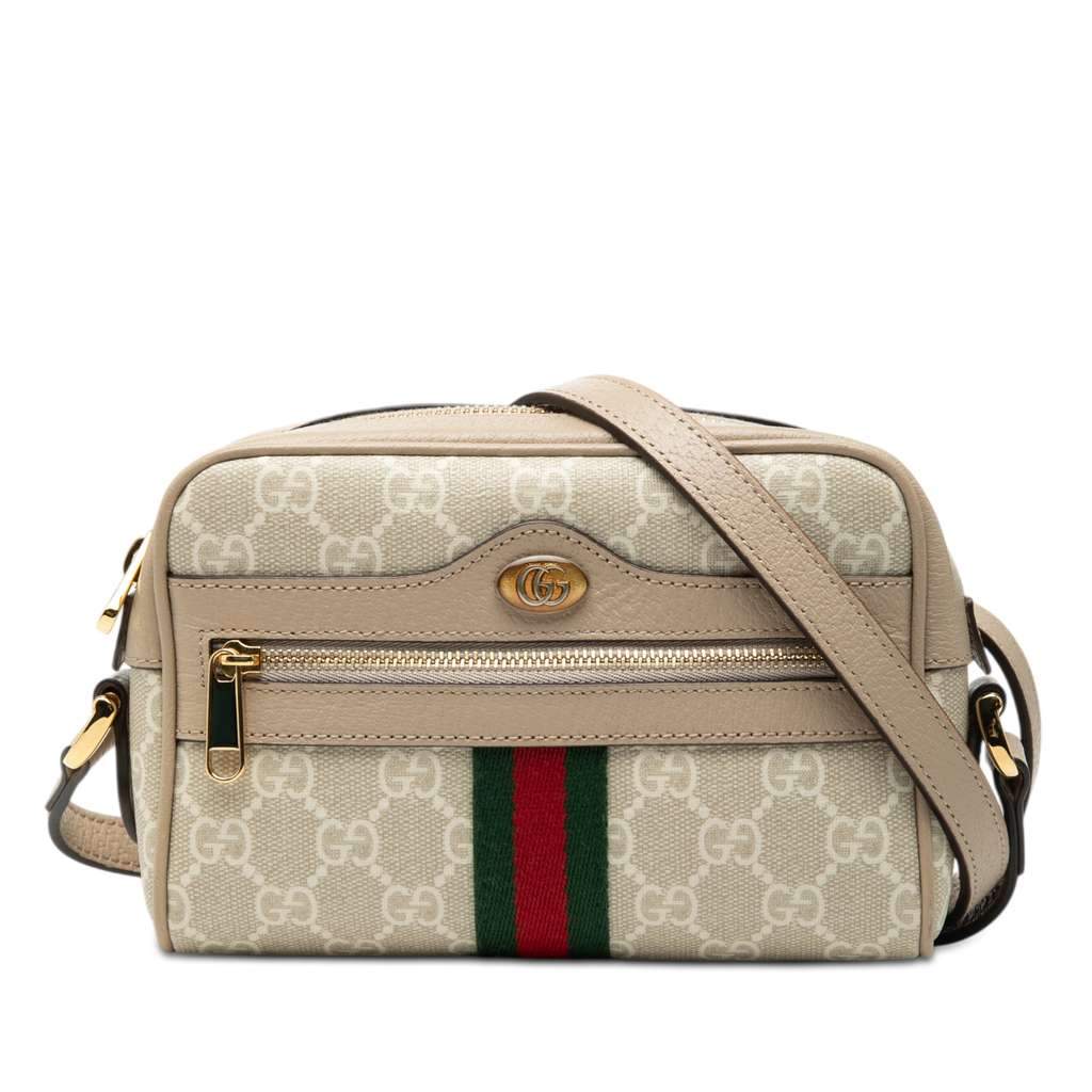 Gucci Mini GG Supreme Ophidia Crossbody Brown Canvas Very good - Front View