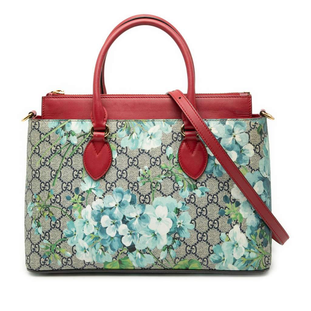 Gucci Small GG Supreme Blooms Linea A Tote Brown Canvas Very good condition - Front View