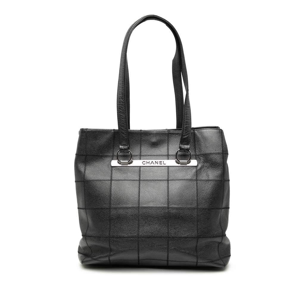 Chanel Choco Bar Caviar Tote Black Leather Very good condition - Front View