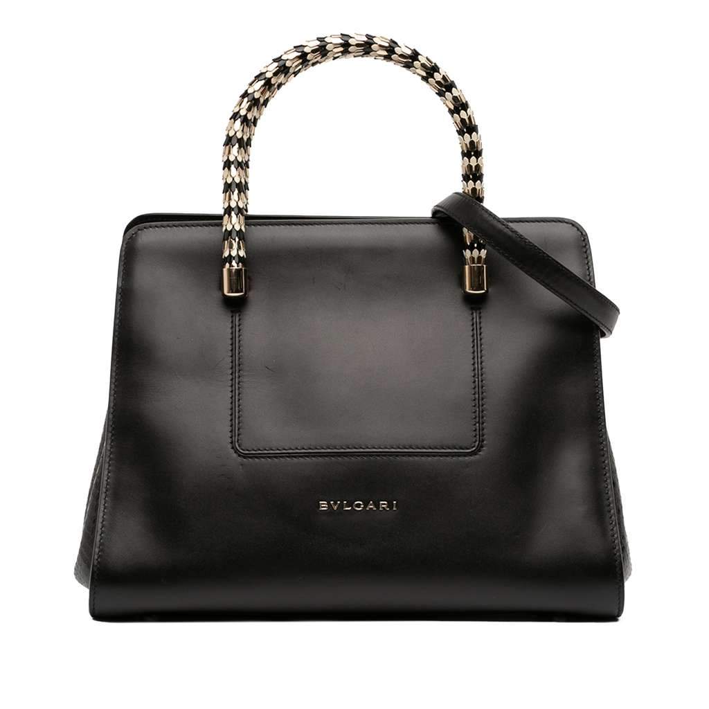 Bvlgari Leather Serpenti Scaglie Tote Black Leather Good condition - Front View