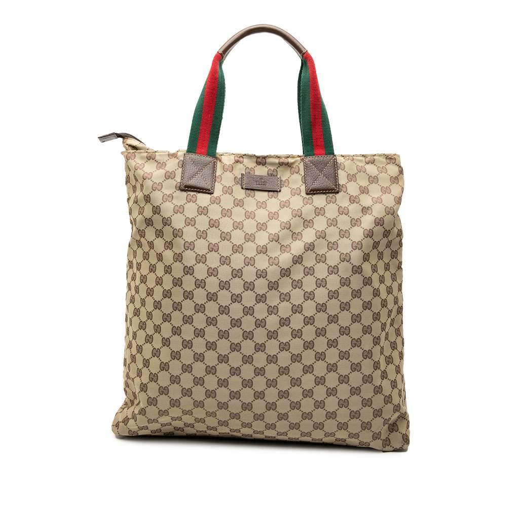 Gucci GG Canvas Web Vertical Tote Brown Canvas Very good condition - Front View