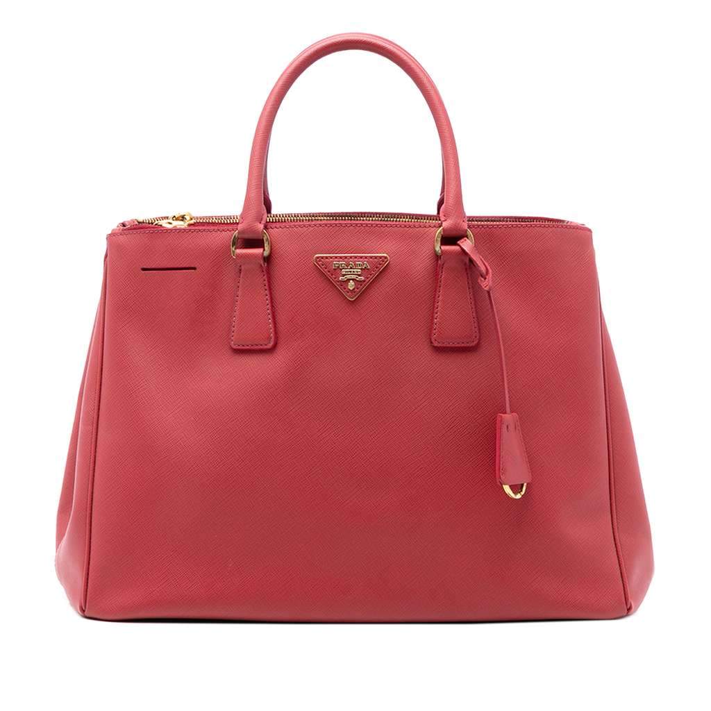 Prada Large Saffiano Lux Galleria Double Zip Satchel Red Leather Very good condition - Front View