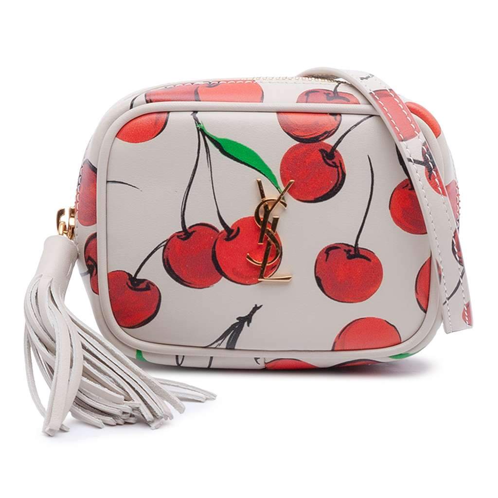 Saint Laurent Baby Calfskin Monogram Cherry Printed Lou Camera Bag White Leather Very good condition - Front View