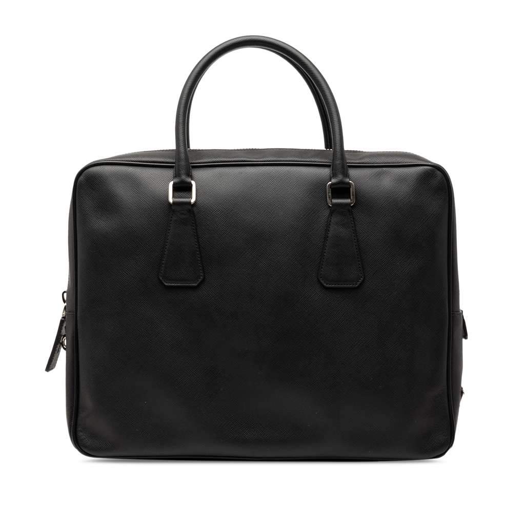 Prada Saffiano Business Bag Black Leather Very good condition - Front View
