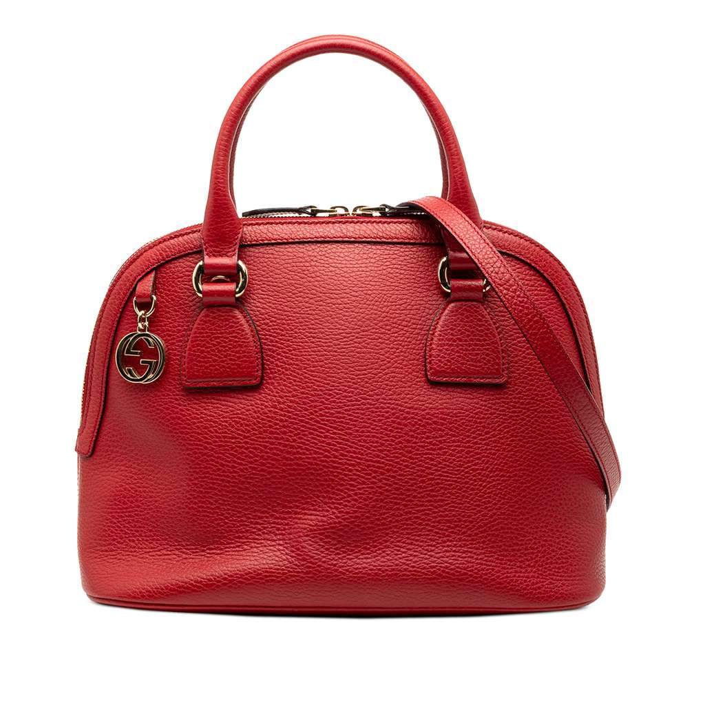 Gucci Small Dollar Calfskin GG Charm Dome Satchel Red Leather Very good condition - Front View