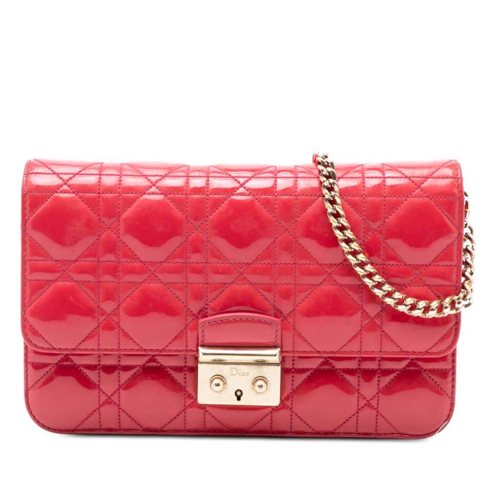 Dior Patent Cannage Miss Dior Promenade Crossbody Red Leather Very good condition - Front View