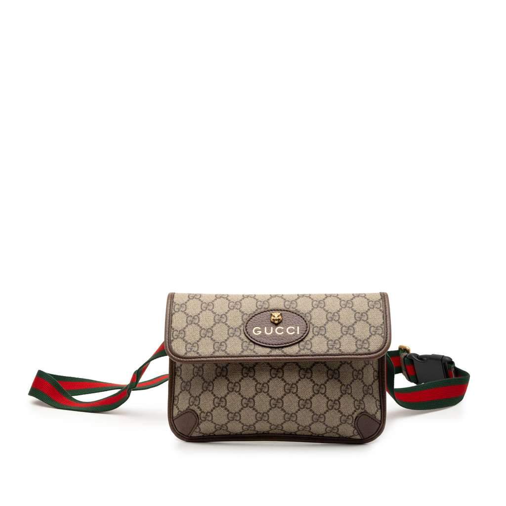 Gucci GG Supreme Web Neo Vintage Belt Bag Brown Canvas Very good condition - Front View