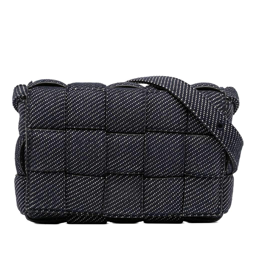 Bottega Veneta Denim Intrecciato Cassette Padded Crossbody Blue Denim Very good condition - Front View