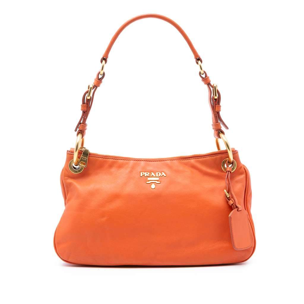 Prada Vitello Phenix Shoulder Bag Orange Leather Very good condition - Front View