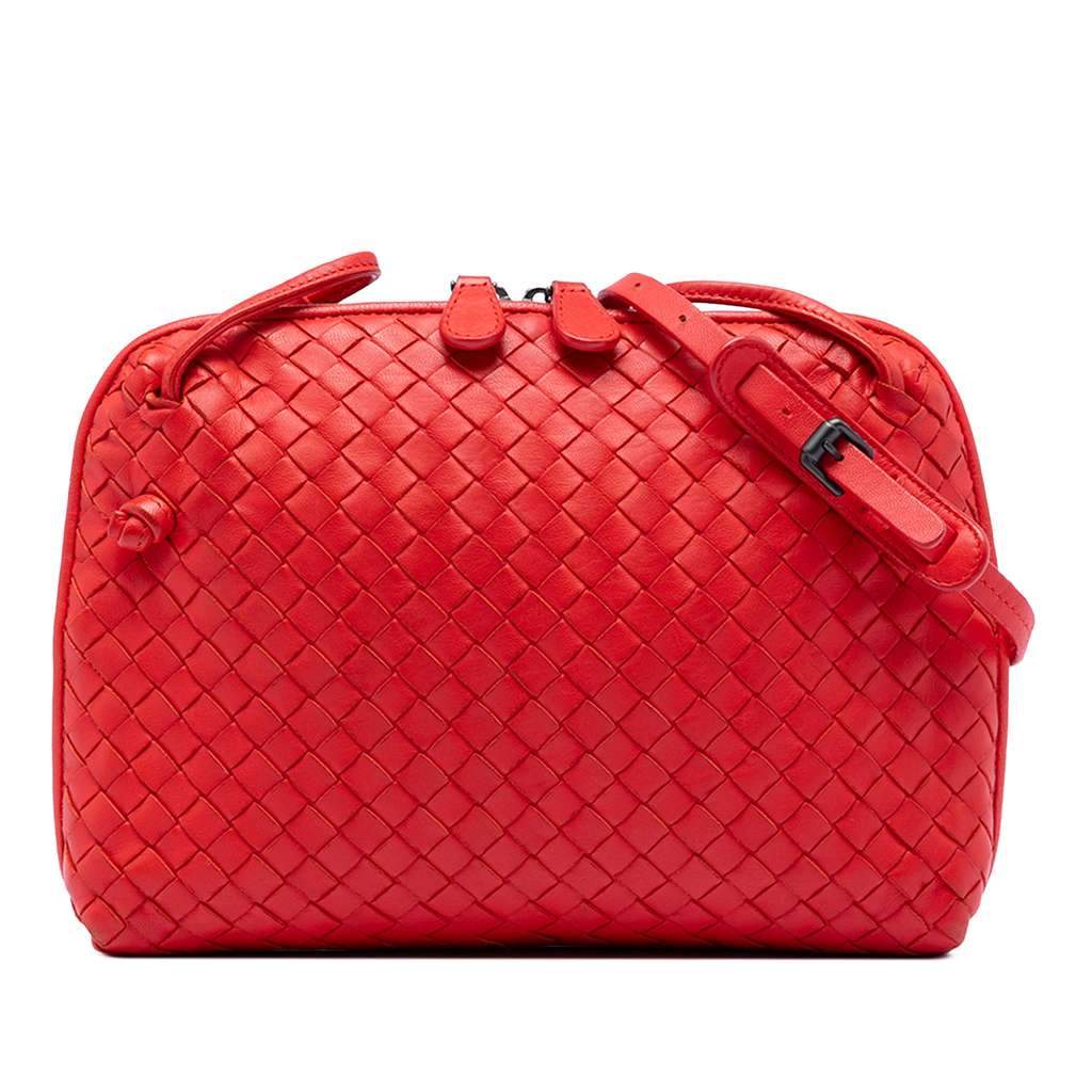 Bottega Veneta Nappa Intrecciato Nodini Crossbody Red Leather Very good condition - Front View