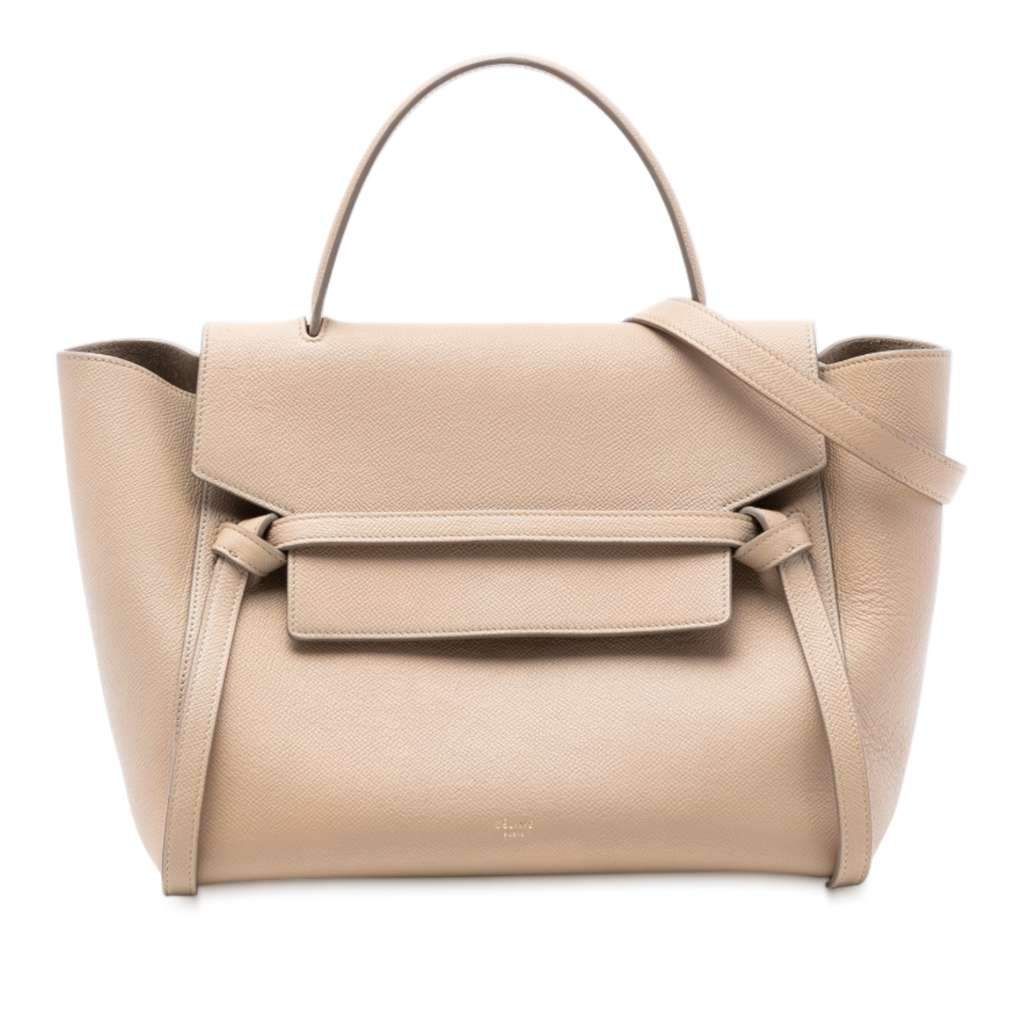 Celine Mini Grained Calfskin Belt Bag Brown Leather Very good condition - Front View
