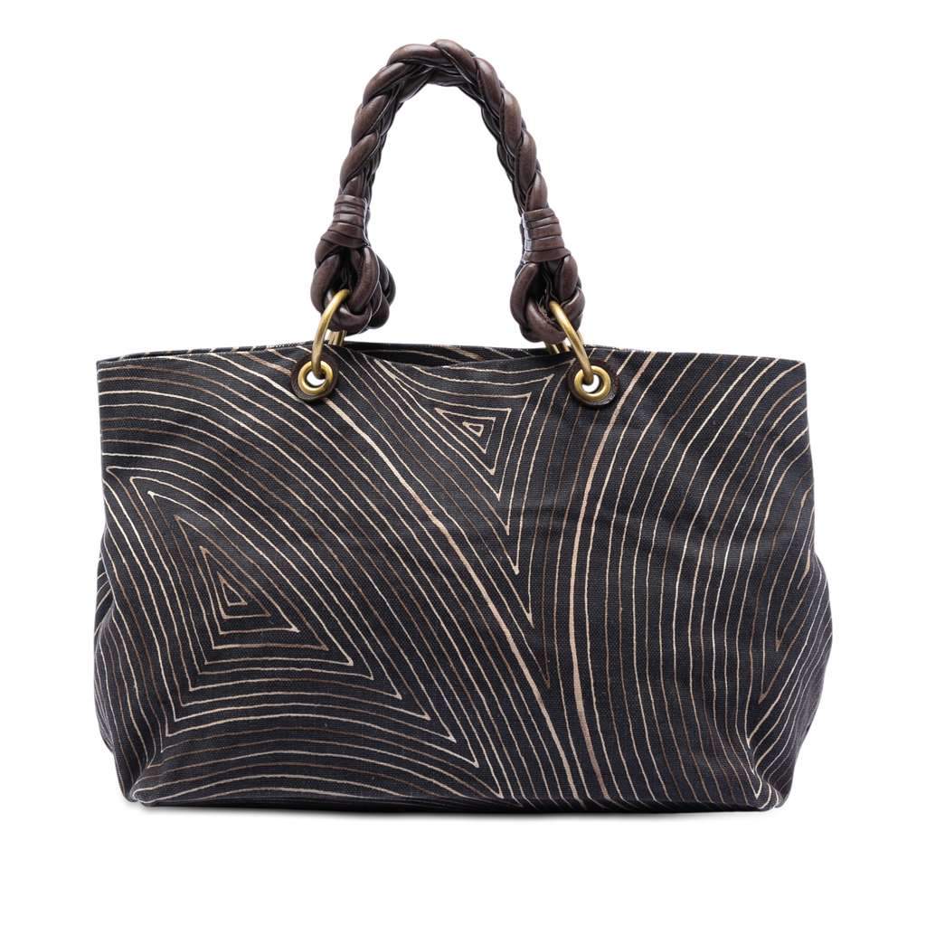 Bottega Veneta Printed Canvas Cabat Tote Brown Canvas Very good condition - Front View