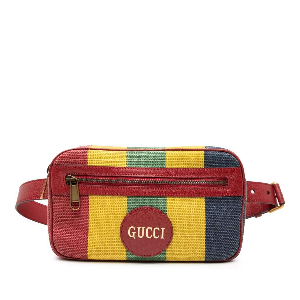 Gucci Baiadera Canvas Stripe Belt Bag Red Canvas Very good condition - Front View
