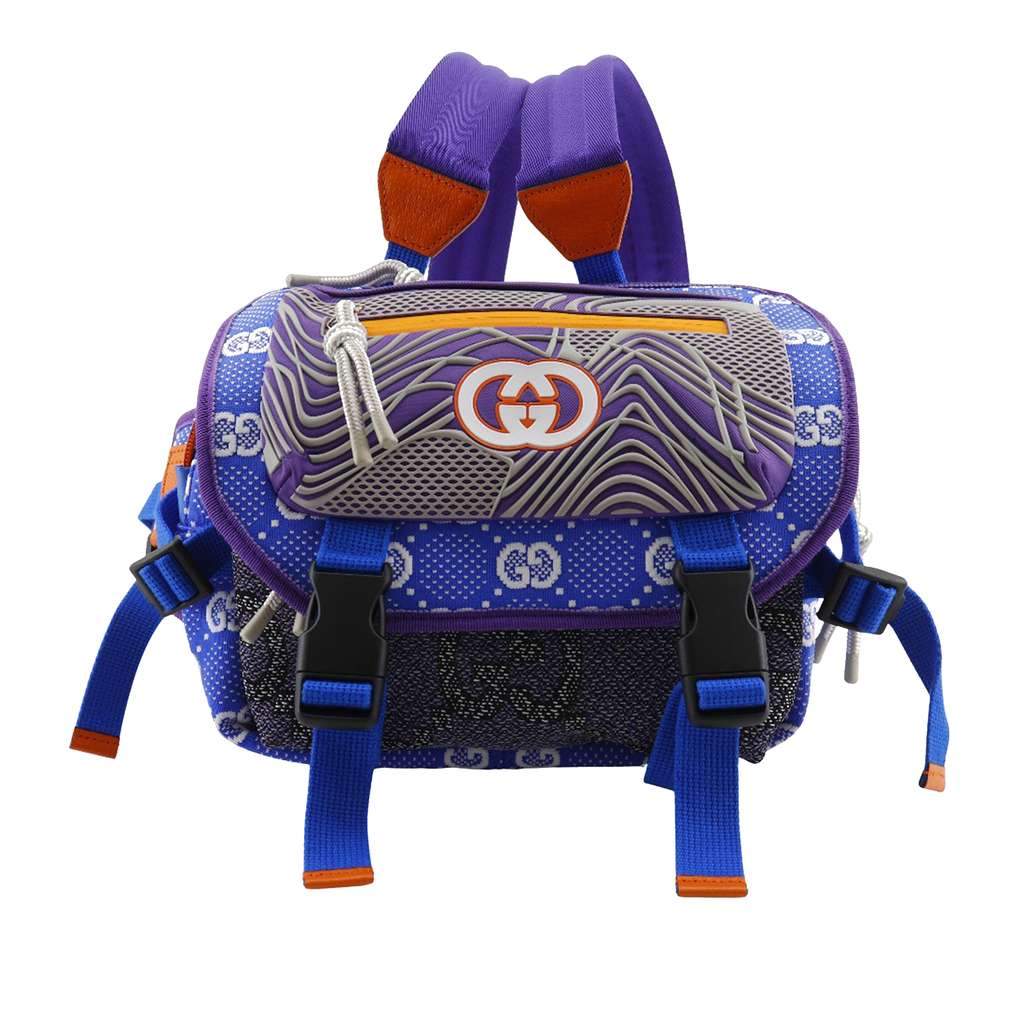 Gucci Small GG Nylon Daypack Backpack Blue Very good condition - Front View