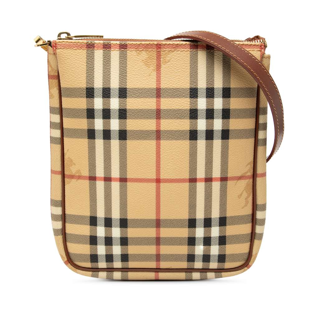 Burberry Haymarket Check Coated Canvas Crossbody Beige Very good condition - Front View