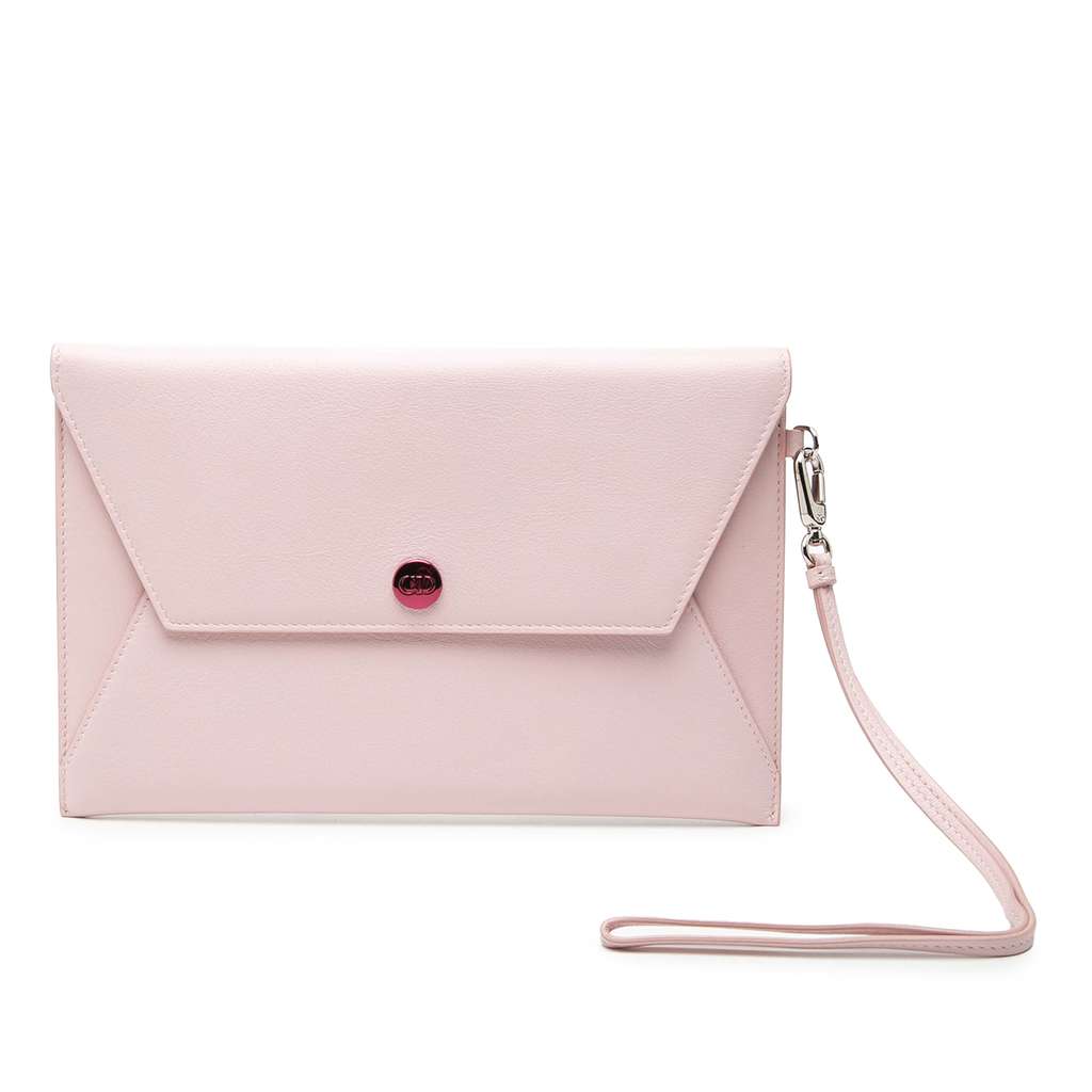 Dior Calfskin Envelope Clutch Pink Leather Very good condition - Front View