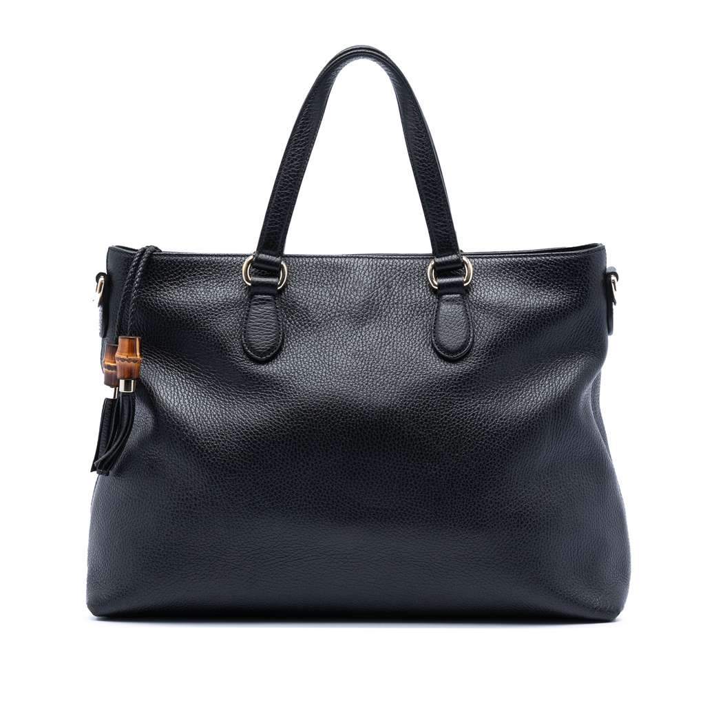 Gucci Leather Bamboo Tassel Satchel Black Leather Very good condition - Front View