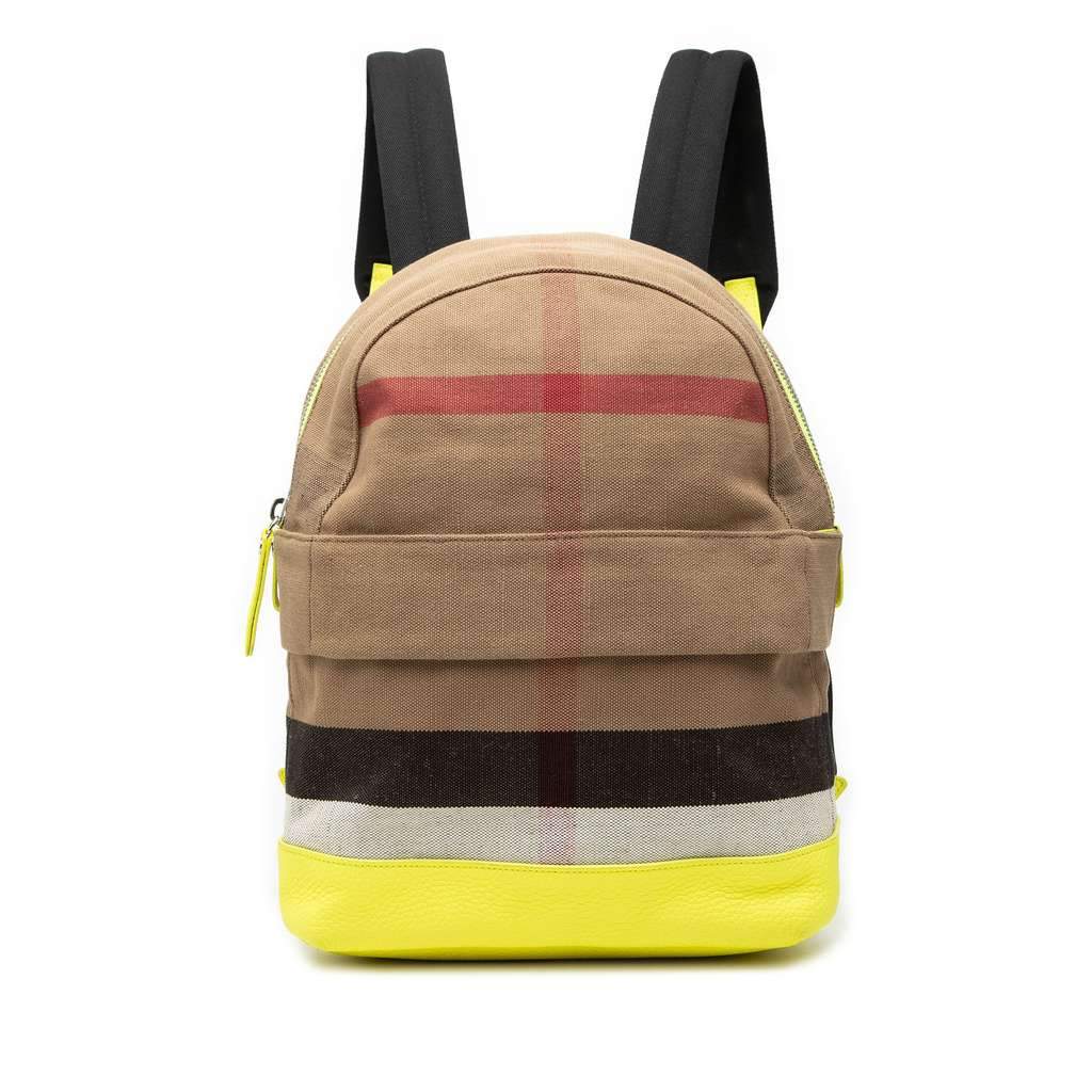 Burberry Mega Check Canvas Tiller Backpack Brown Canvas Good condition - Front View