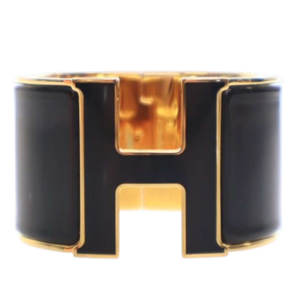 Hermès Extra Wide Enamel Clic Clac H Bracelet PM Black Very good condition - Front View