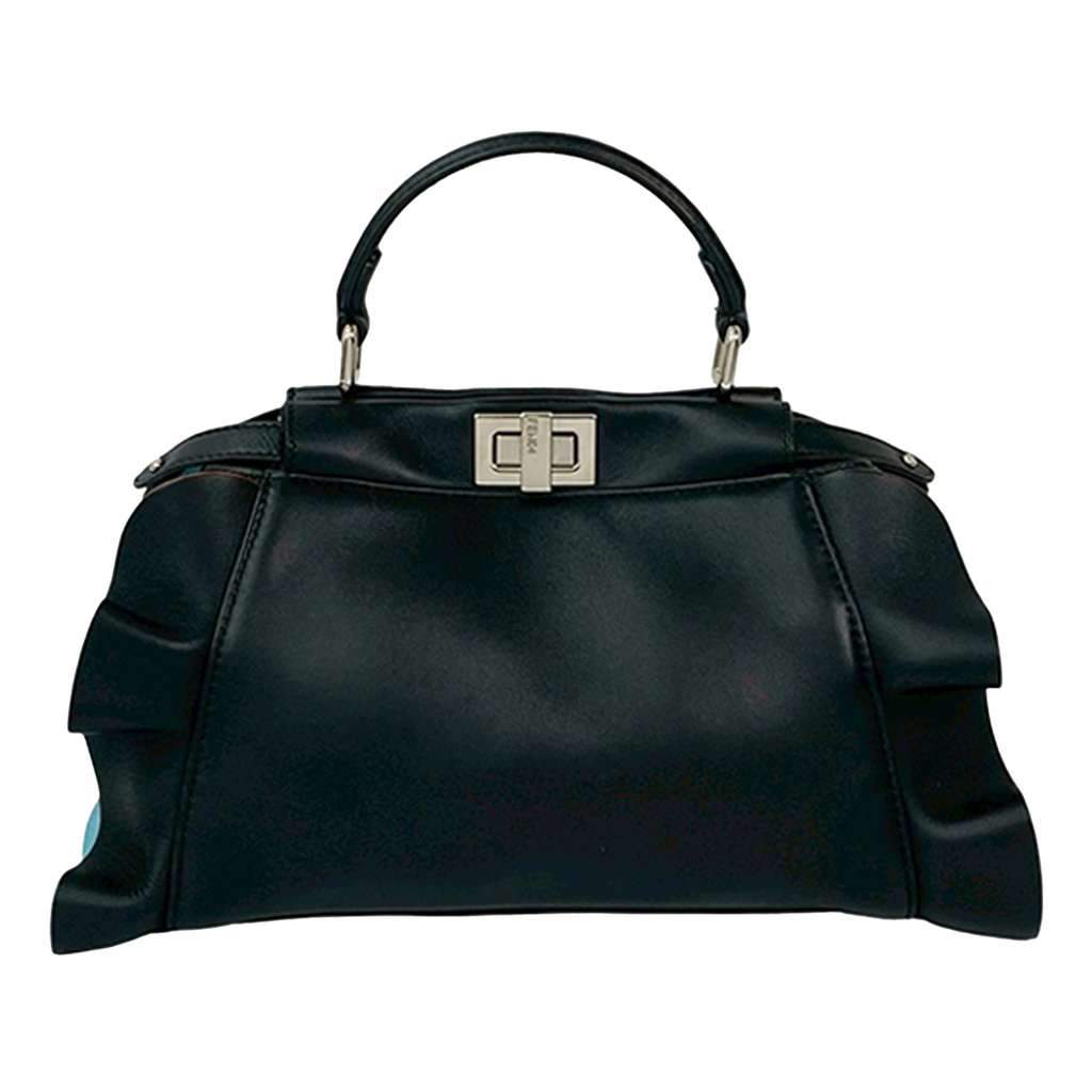 Fendi Mini Bicolor Nappa Waves Peekaboo Iconic Satchel Black Leather Very good condition - Front View