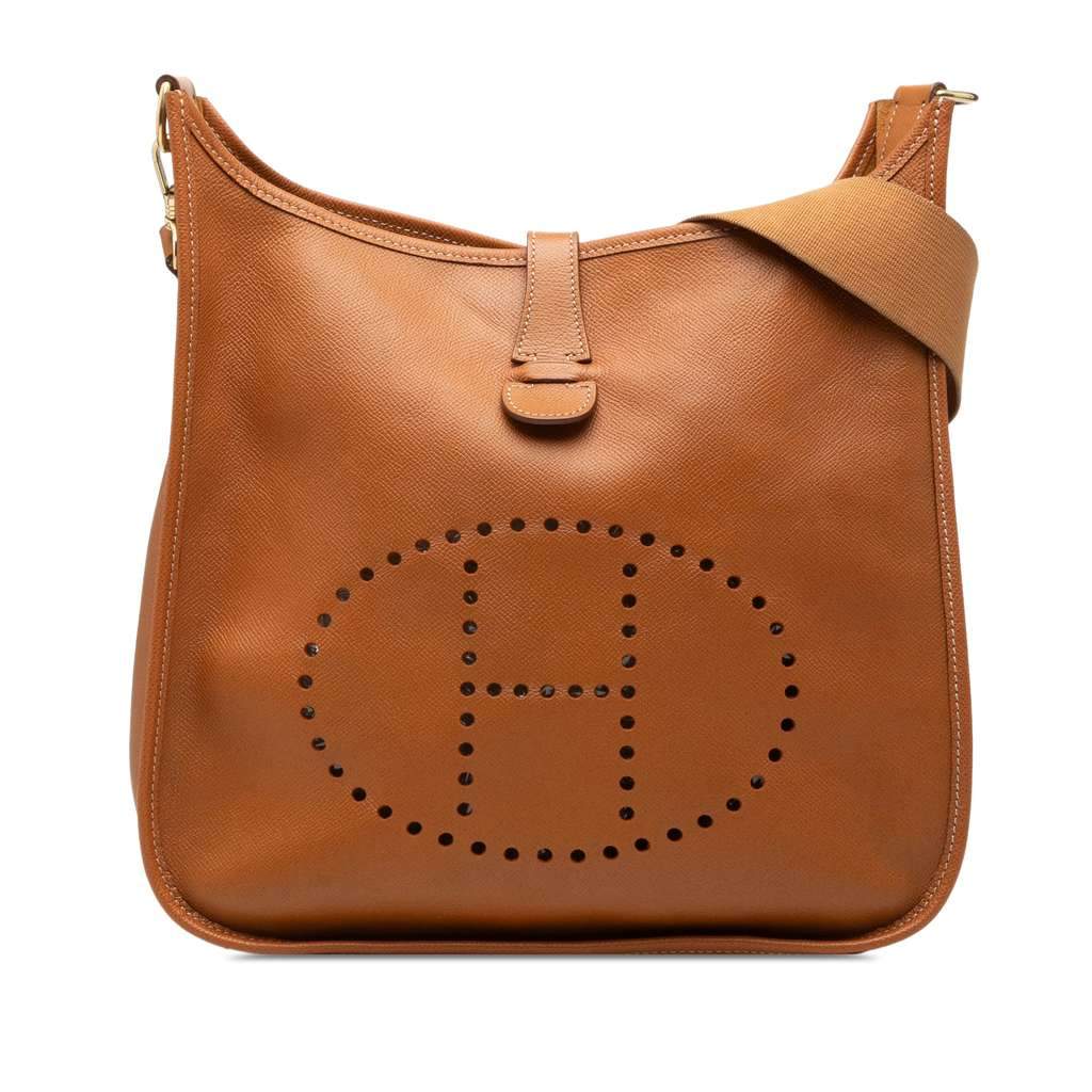 Hermès Courchevel Evelyne GM Brown Leather Good - Front View