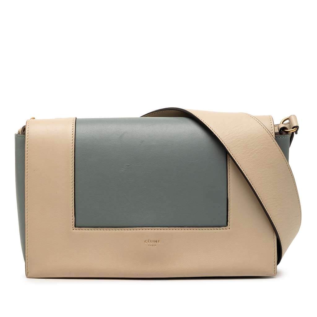 Celine Leather Frame Shoulder Bag Blue Leather Very good condition - Front View