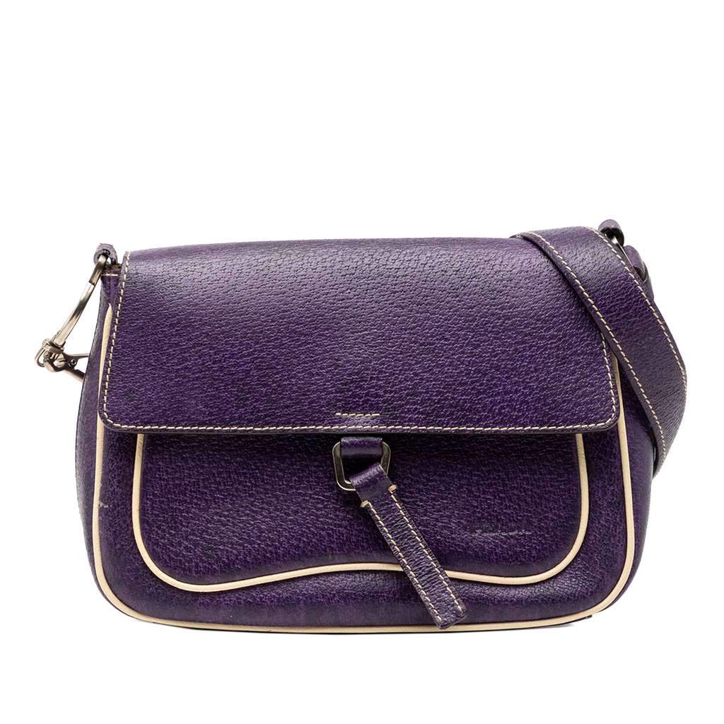 Prada Cinghiale Flap Shoulder Bag Purple Leather Very good condition - Front View
