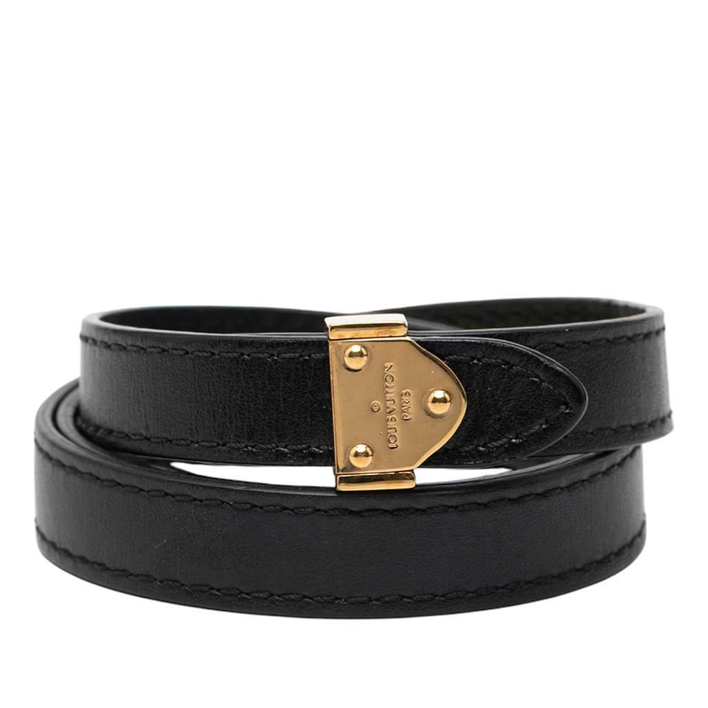 Louis Vuitton Leather Box It Wrap Bracelet Black Leather Very good - Front View