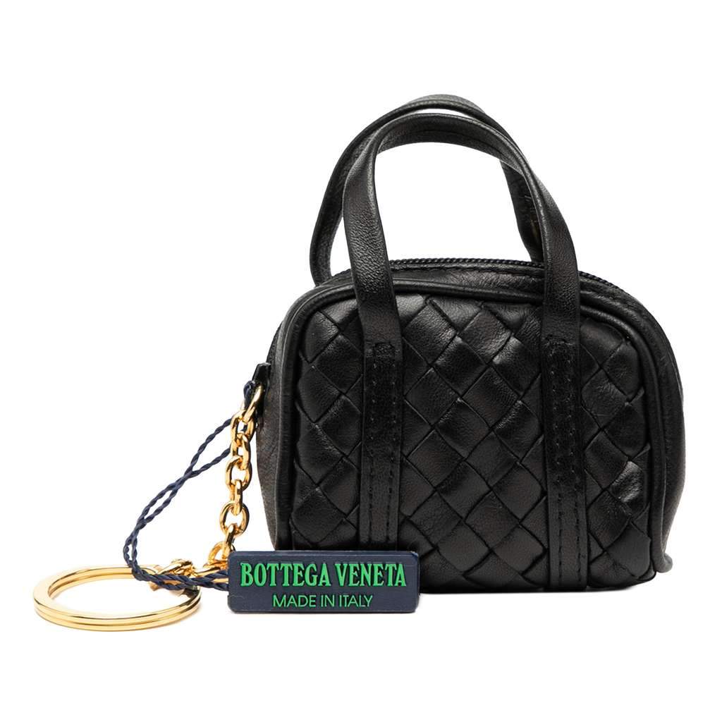 Bottega Veneta Nappa Intrecciato Pouch Key Holder and Bag Charm Black Leather Very good condition - Front View