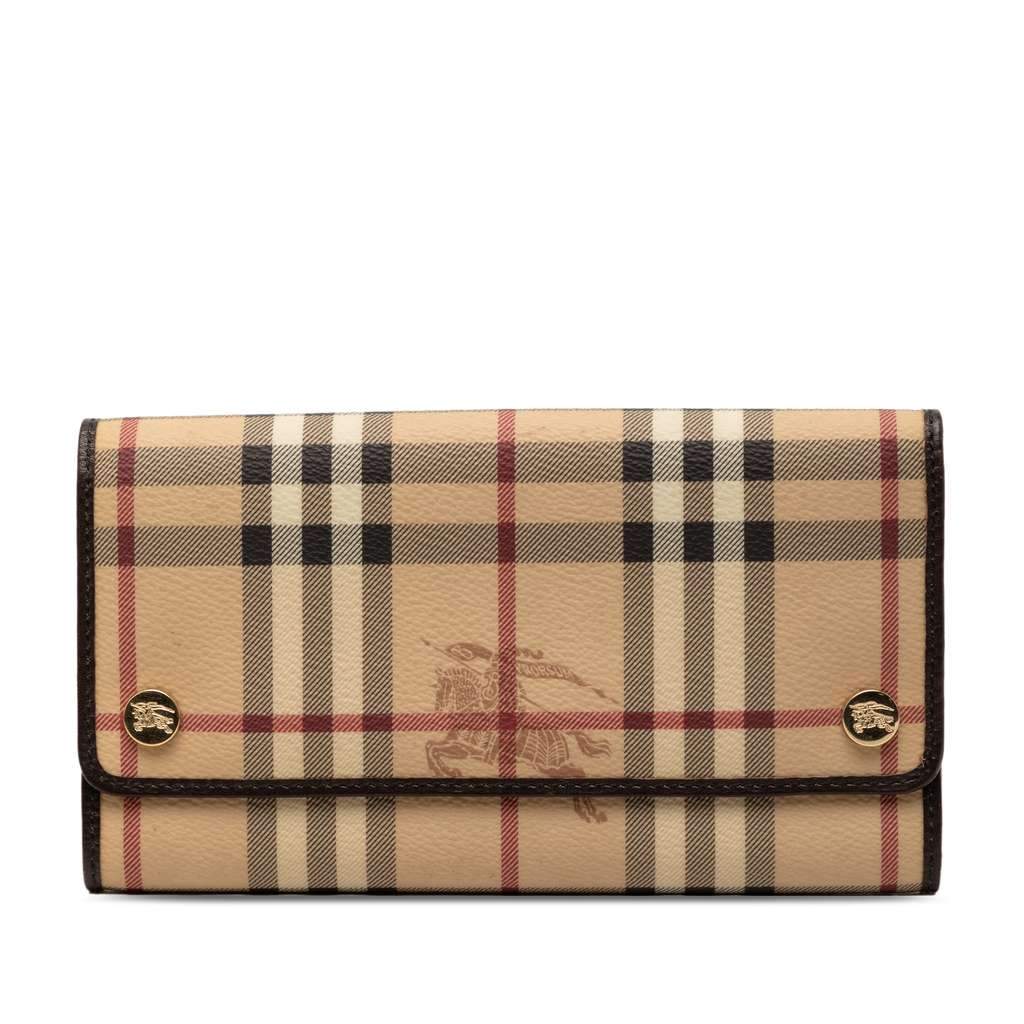 Burberry Haymarket Check Coated Canvas Continental Wallet Beige Very good condition - Front View