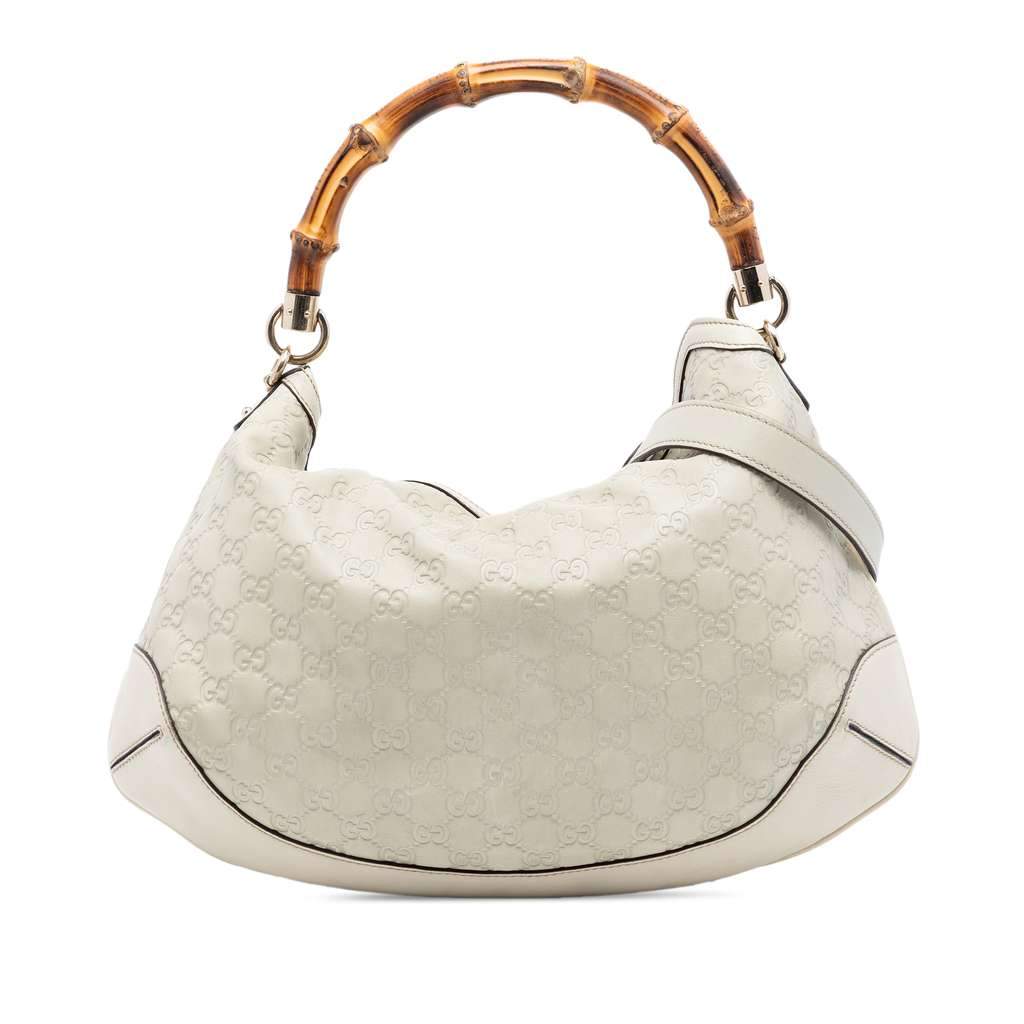 Gucci Bamboo Guccissima Peggy Satchel White Leather Very good condition - Front View