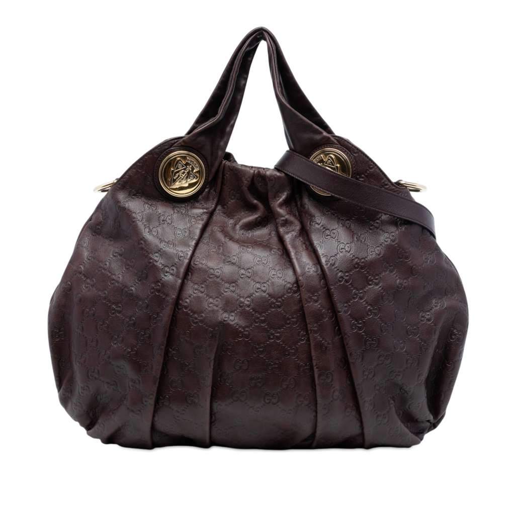 Gucci Large Guccissima Hysteria Satchel Brown Leather Very good condition - Front View