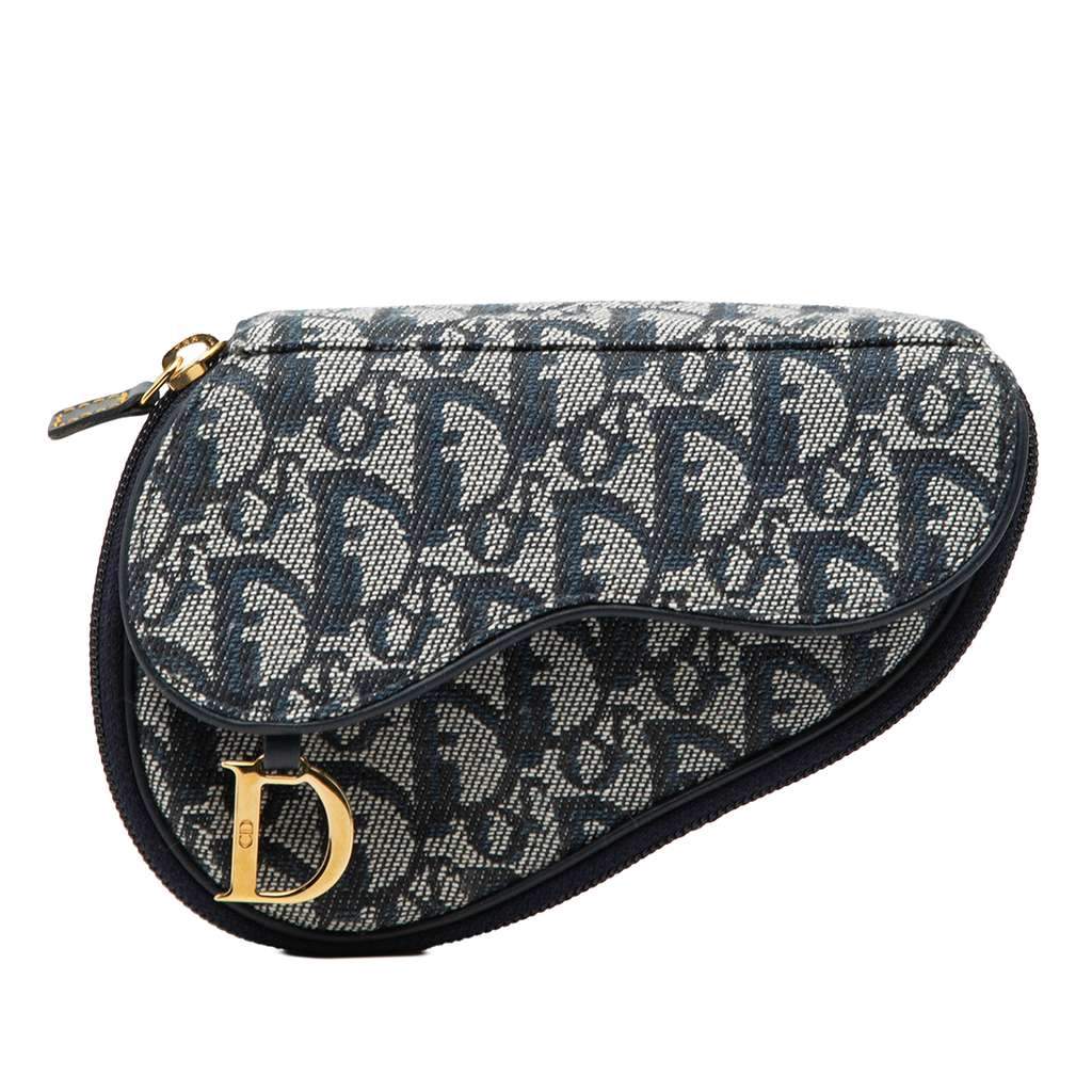 Dior Diorissimo Canvas Saddle Pouch Blue Canvas Very good condition - Front View
