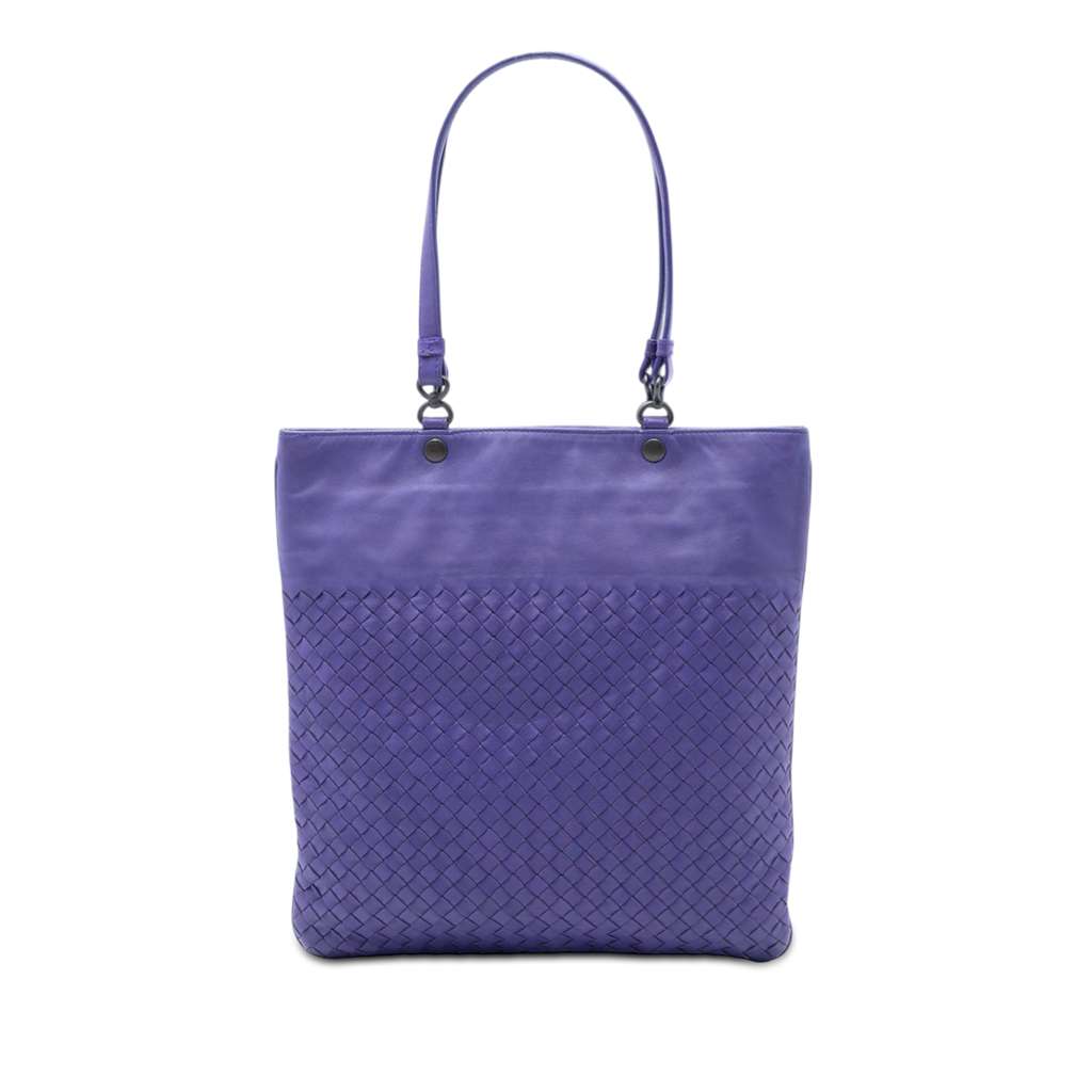 Bottega Veneta Nappa Intrecciato Flat Tote Purple Leather Very good condition - Front View