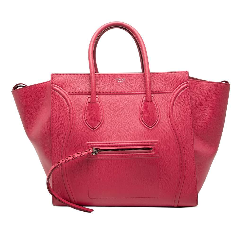 Celine Medium Grained Calfskin Phantom Luggage Tote Pink Leather Very good condition - Front View