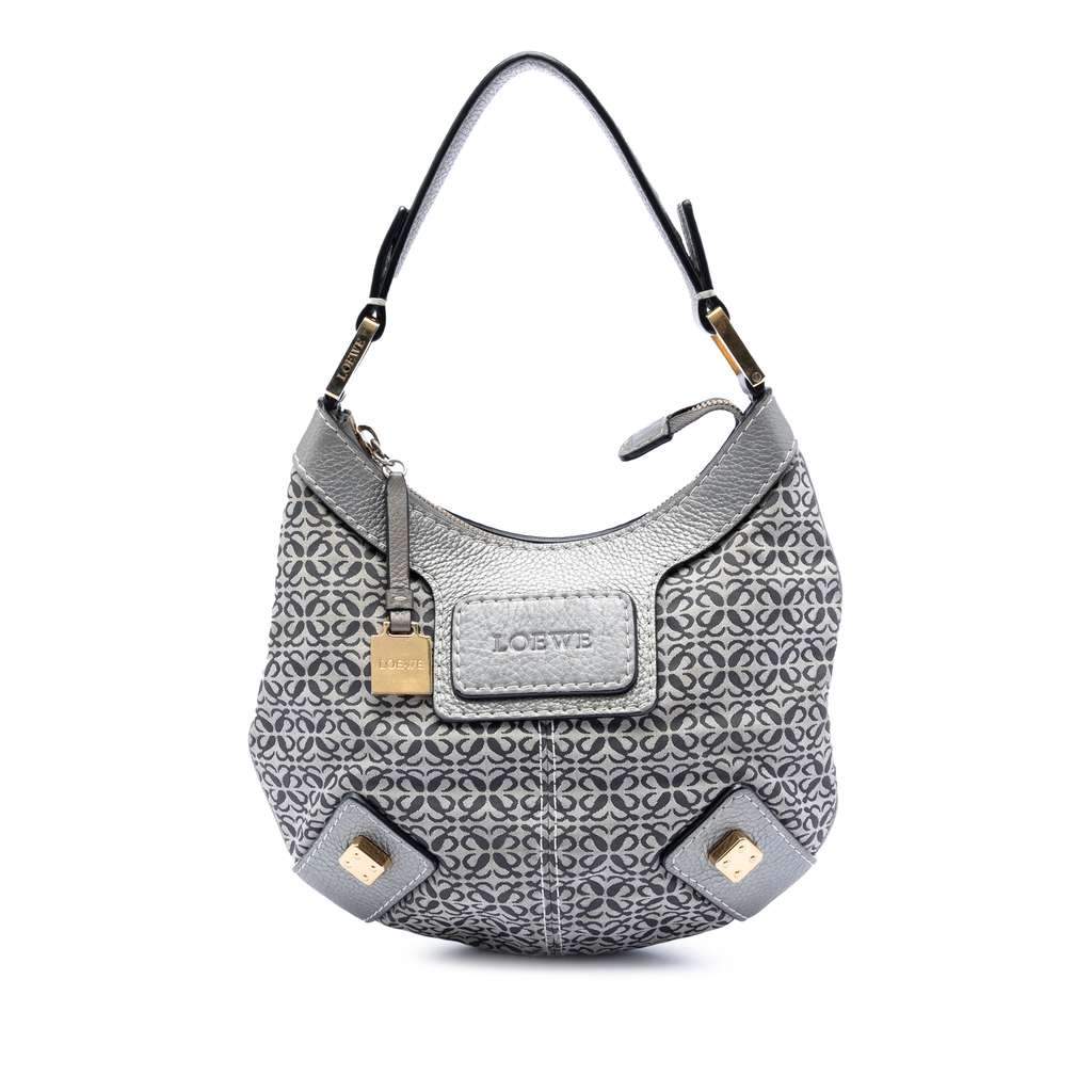 Loewe Anagram Canvas New Road Hobo Grey Canvas Very good condition - Front View