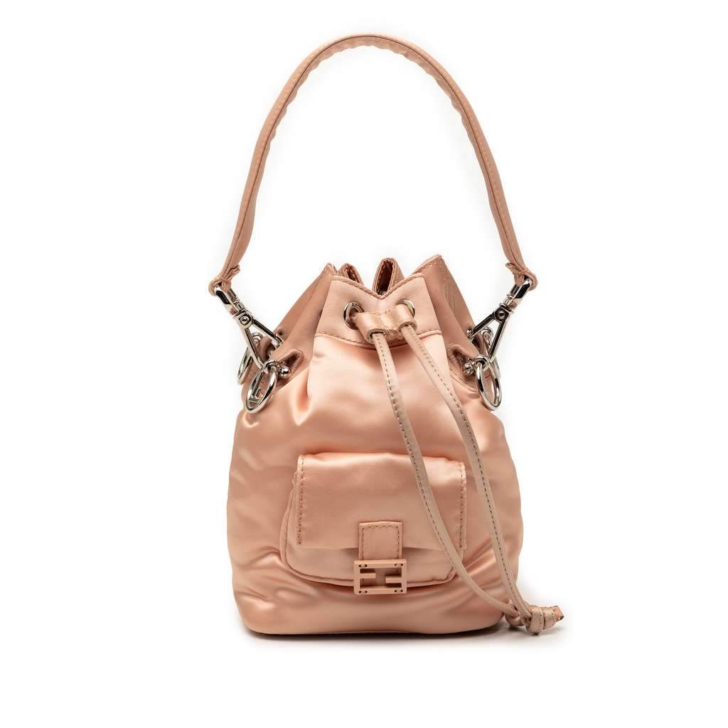 Fendi Mini Satin Mon Tresor Bucket Bag Pink Satin Very good condition - Front View
