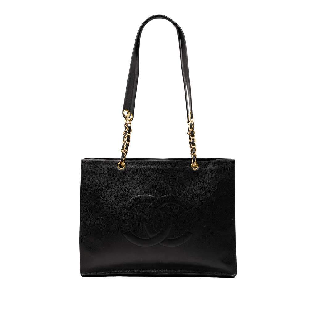 Chanel CC Caviar Chain Tote Black Leather Very good condition - Front View