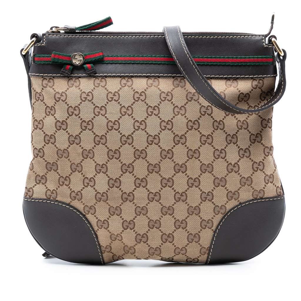 Gucci GG Canvas Web Mayfair Crossbody Beige Very good condition - Front View