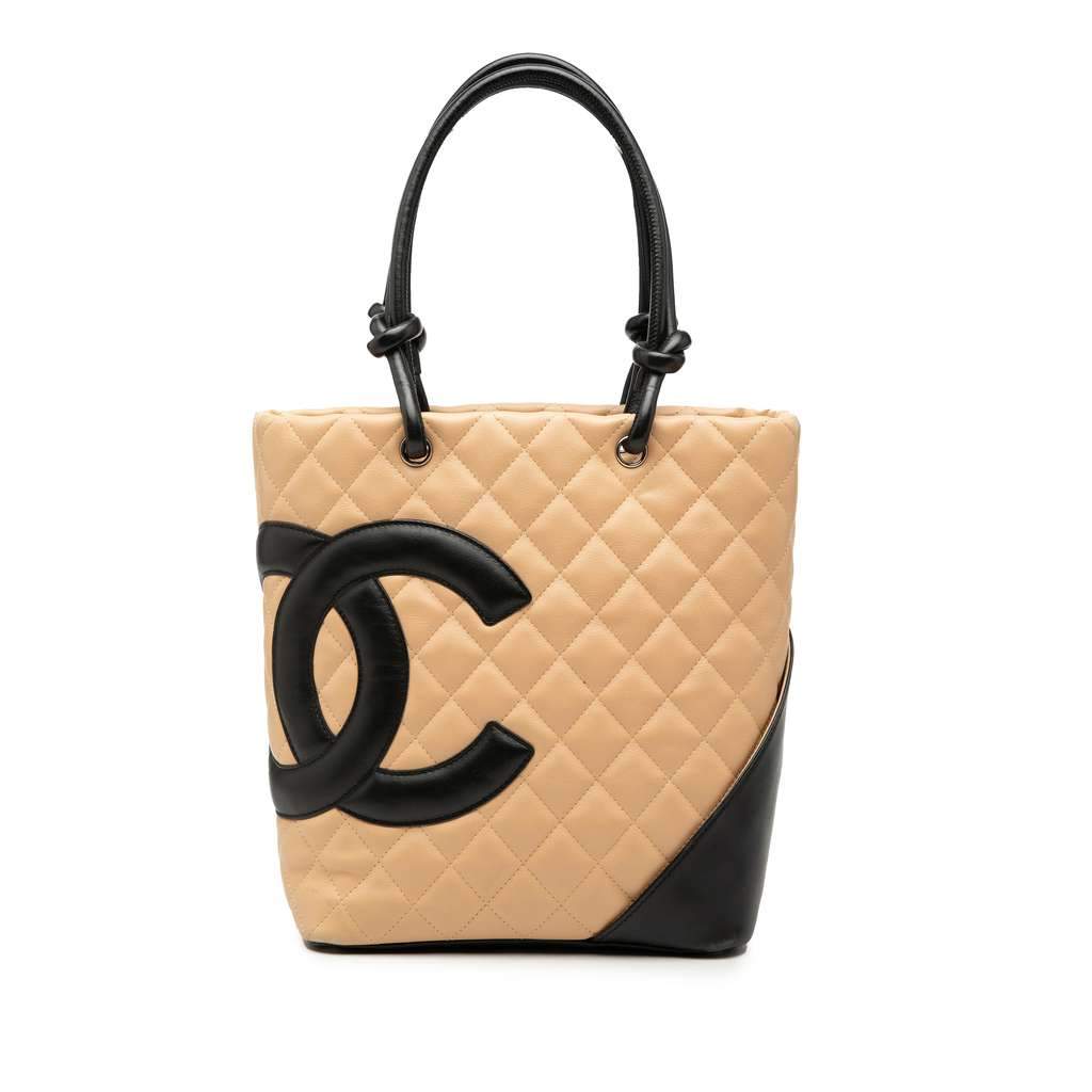 Chanel Medium Lambskin Cambon Ligne Tote Beige Leather Very good condition - Front View