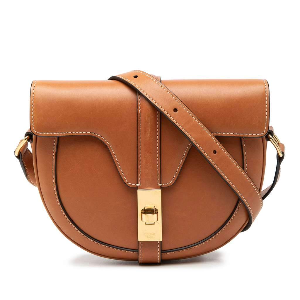 Celine Small Calfskin Besace 16 Crossbody Brown Leather Very good condition - Front View