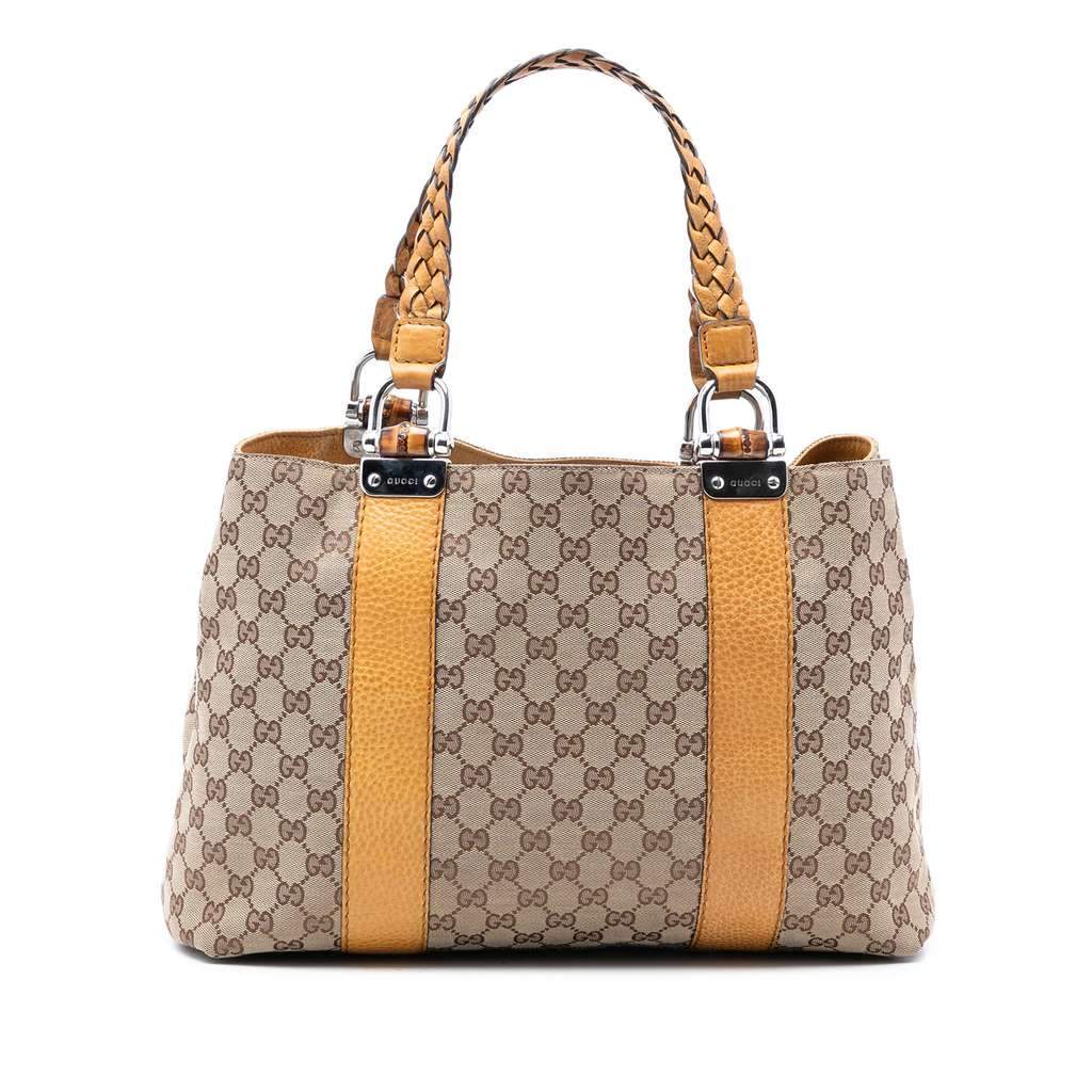 Gucci GG Canvas Bamboo Libeccio Tote Beige Very good condition - Front View
