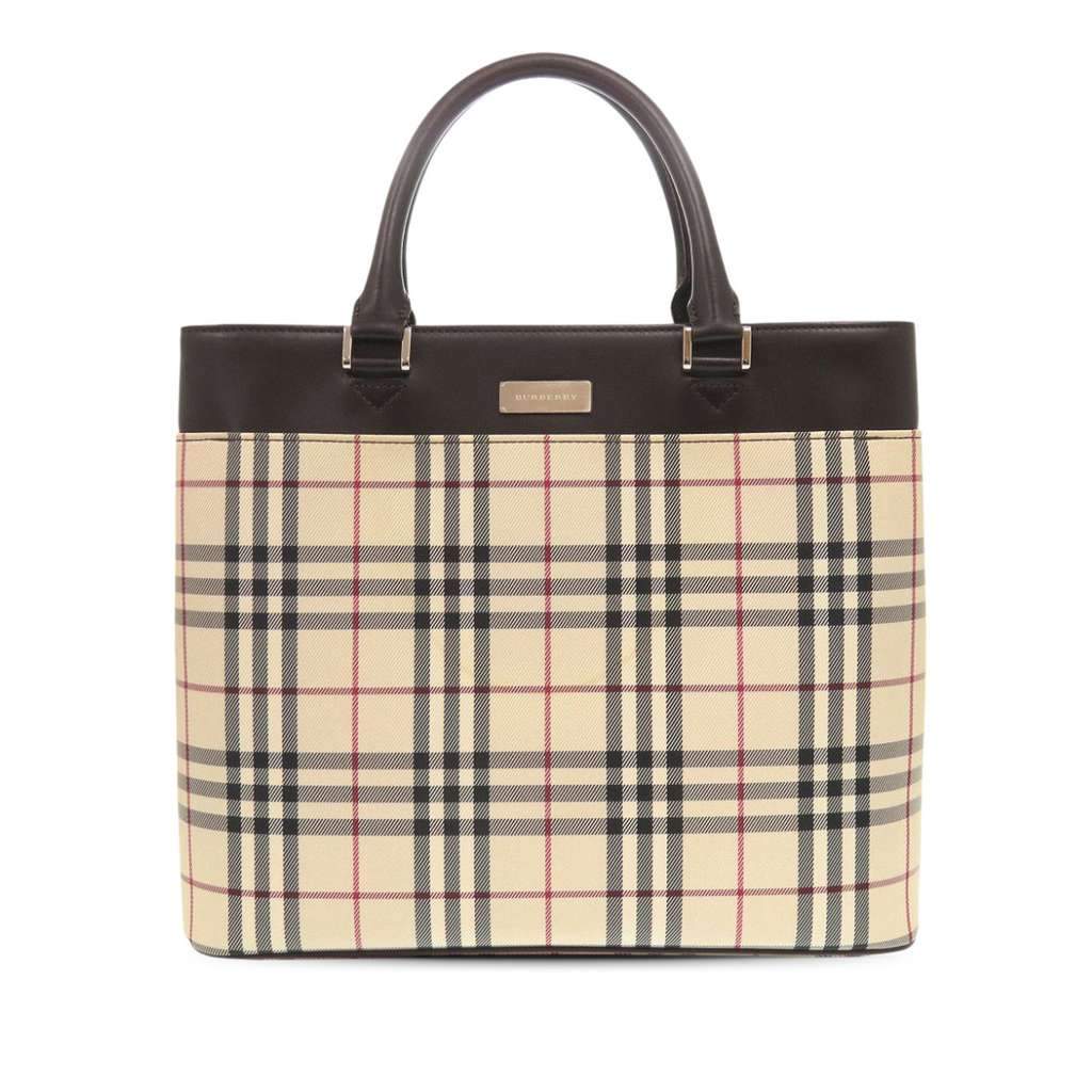 Burberry House Check Canvas Handbag Beige Canvas Very good - Front View