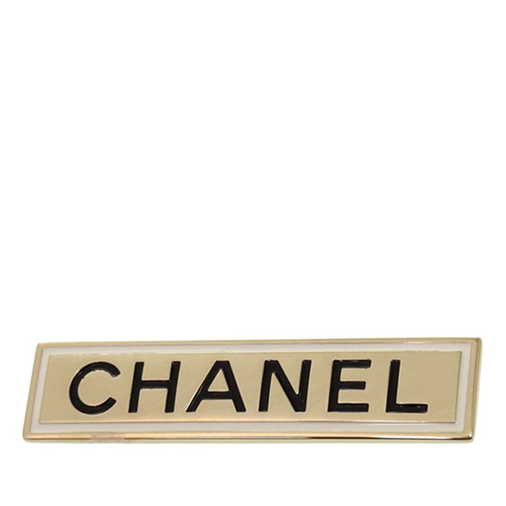 Chanel Gold Plated Logo Plate Brooch Gold Metal Very good condition - Front View